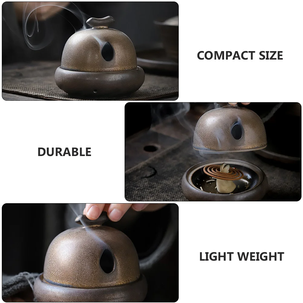 

1Pcs Ceramic Incense Burner Retro Style Compact Stable Bottom for Study Yoga Meditation Room Kitchen Aromatherapy Decorative