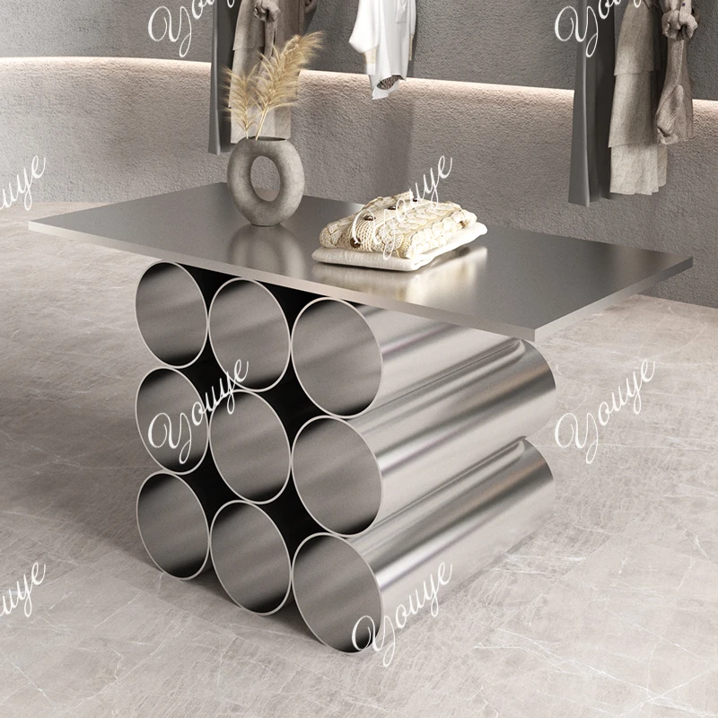 Clothing store Nakajima Taiwan water table Stainless steel wire drawing display table Product display table