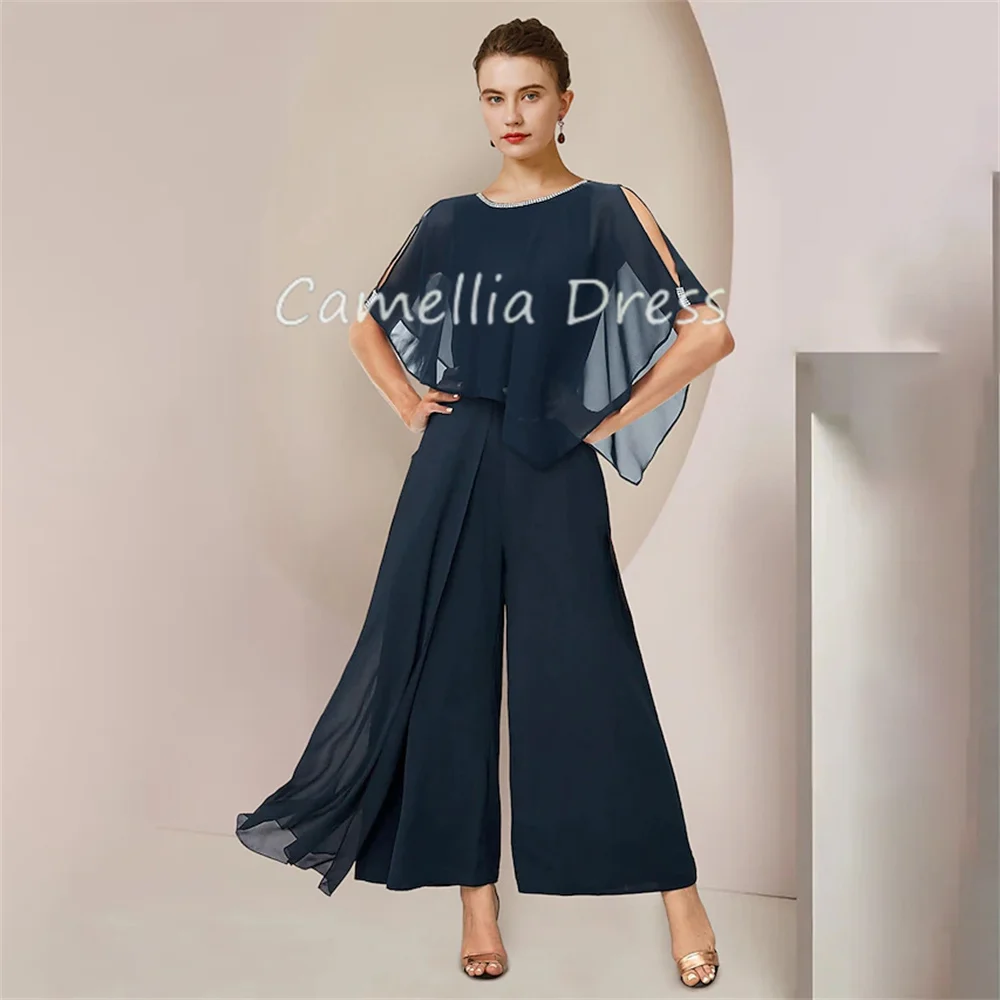 

Elegant Scoop Neck Mother Of The Bride Dress Jumpsuits Ankle Length Chiffon Formal Dresses Vestidos Mae Da Noiva Casamentos