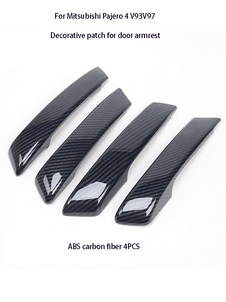 For Mitsubishi Pajero 4 V93V97V98 Inner Armrest Panel ABS Carbon Fiber Texture Door Inner Armrest Decorative Patch