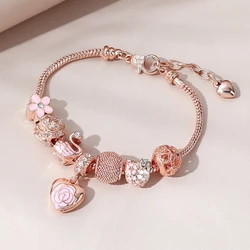 1Pcs Minimalist And Atmospheric Oil Dripping Rose Heart Bead Bracelet Fashionable Oil Painting Swan Lantern Bead Bracelets7633
