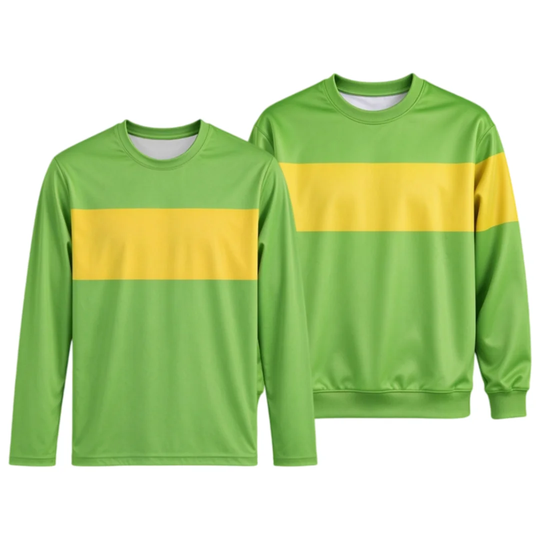 Kris & Frisk Cosplay Costume Undertale Stripe Print Adults Kids Long Sleeve T-Shirt & Crewneck Sweatshirt Spring Autumn Gift