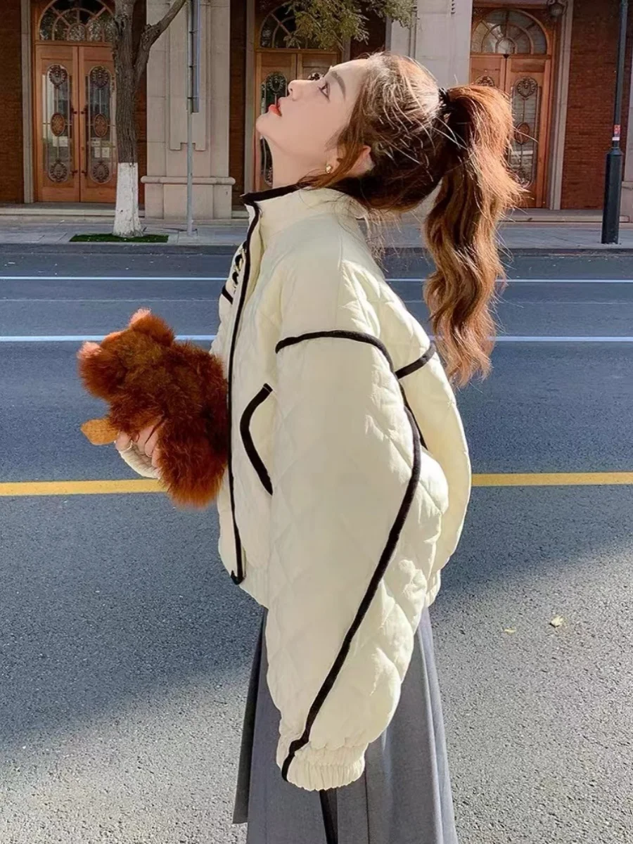 

DHWA Зимнее стеганое пуховое платье на молнии Bread Sle Маленький размер Пилотное пальто Верхняя одежда Корейская версия Свободный крой Thiened Long Sl...