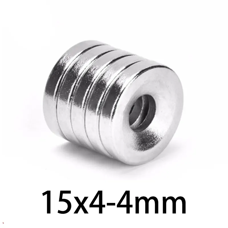 5/10/20/30/50PCS 15x4-4mm Small Round Rare Earth Magnet 15*4 mm with Hole 4mm Disc Countersunk Neodymium Magnet N35 15*4-4