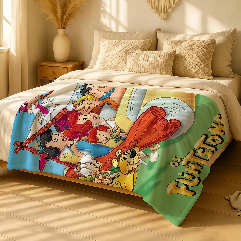 Cartoon F-Flintston Blanket For Soft Warm Knee For Bedroom Living Room Bed Sofa Camping Picnic Office Gift