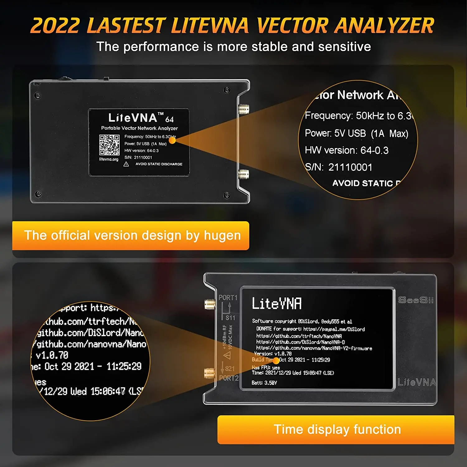 Imagem -02 - Litevna Vector Network Analyzer Analisador de Espectro 50khz63 Ghz Suporte Nanovna Armazenamento de Dados Antena Litevna 64