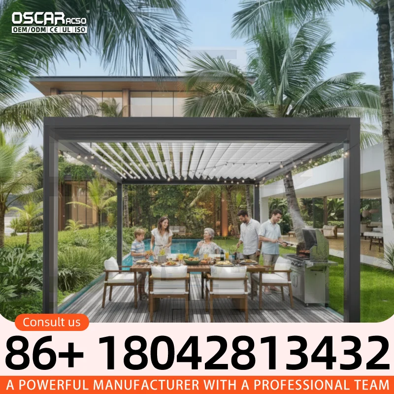 Motorised Bioclimatic Outdoor Aluminium Louvre Roof Outdoor Pergola For Garden Patio Backyard pergola