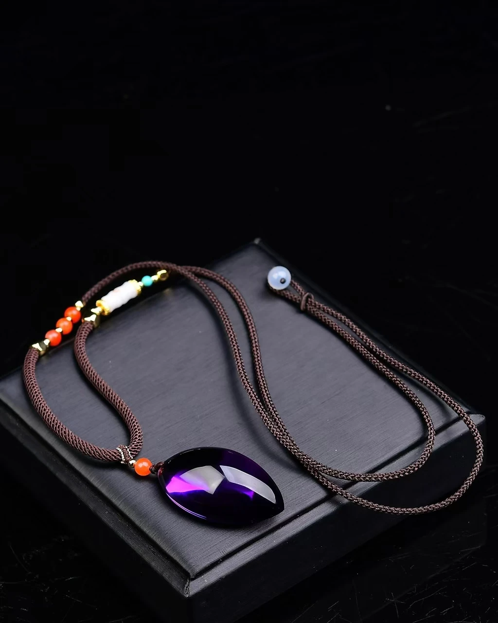 Natural Purple Amethyst Quartz Pendant Necklace 35*20*14mm Water Drop Amethyst Jewelry Beads Women Men Necklace Brazil AAAAAA