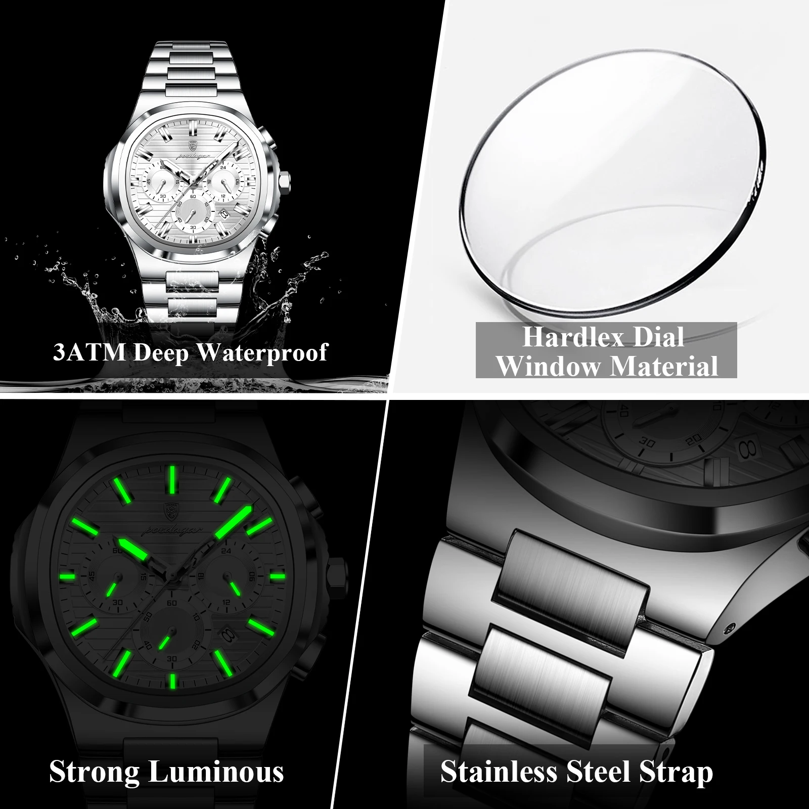 포에다가 패션 쿼츠 남성 손목시계 방수 스테인리스 스틸 - Luxury Watch Under 20000 리뷰 및 가격