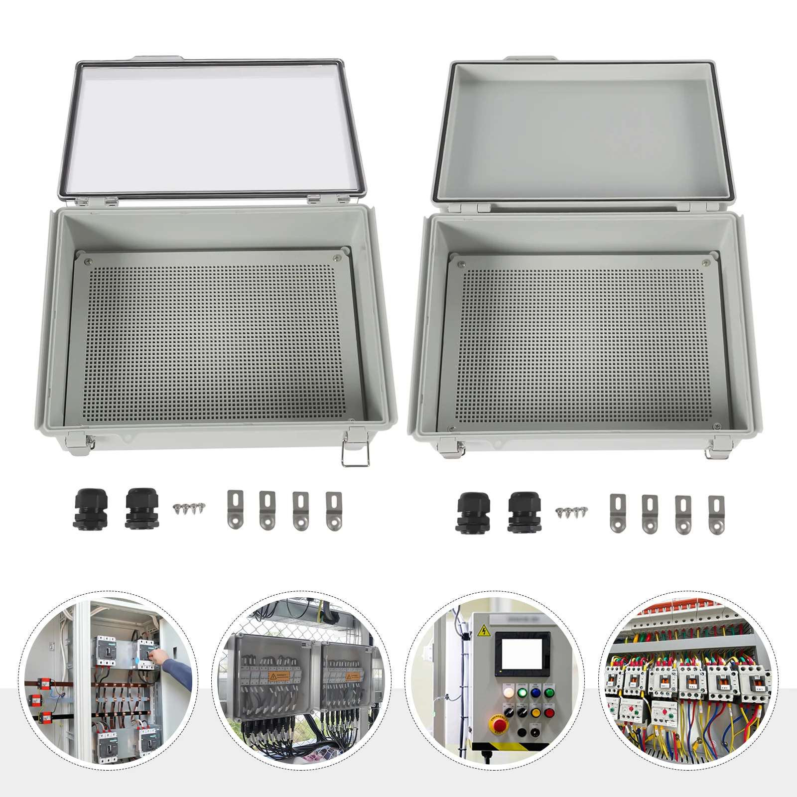 Junction Box Set,ABS Plastic Electrical Project Case Waterproof Dustproof Enclosure Clear,Hinged Cover Latch Junction Box