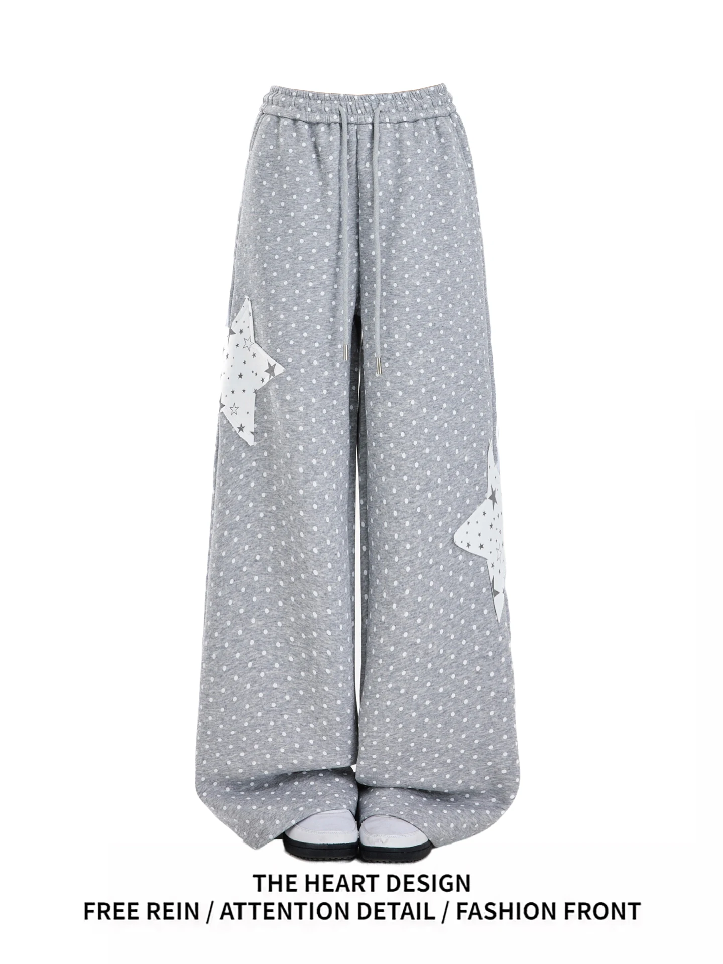 Pantaloni casual a gamba dritta da donna Primavera Autunno Vestibilità ampia Comodo dimagrante Stampa Patchwork Star Design Vita alta Elastico...