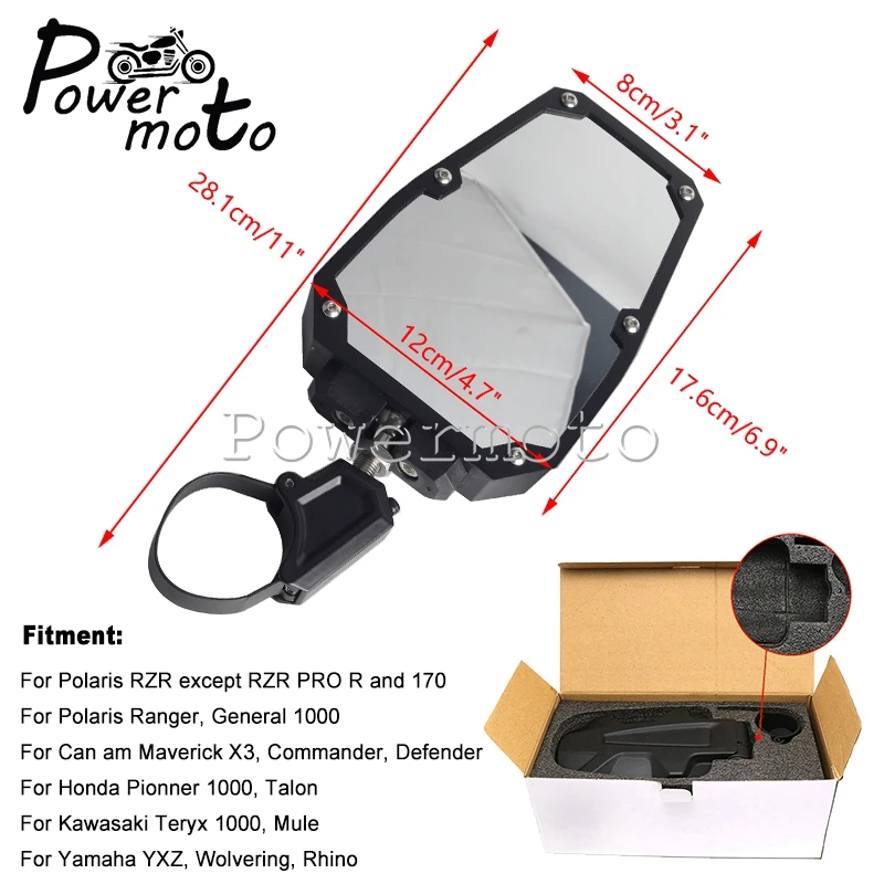 ل بولاريس ياماها YXZ Kawasaki Teryx 1000 هوندا Pionner Can-am Maverick X3 UTV المرايا الجانبية 1.5 "-2" لفة بار مرآة الرؤية الخلفية #6