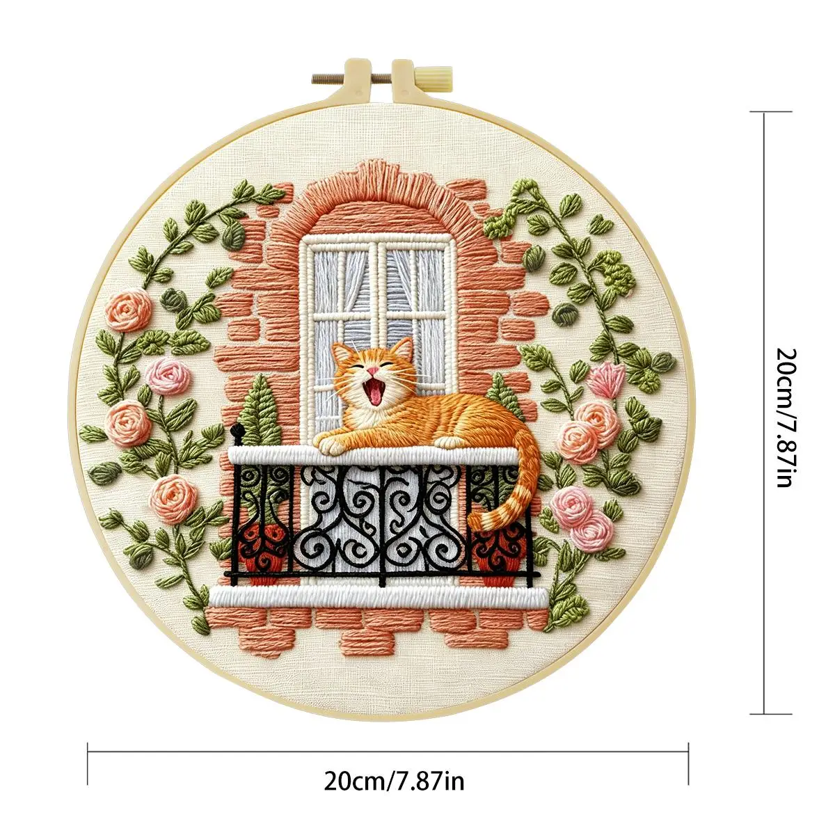 1 Stück 20X20CM/15X15CM 7,87/6,3 Zoll Fensterbank-Stickerei-Starter-Kit DIY-Kit DIY-Stickerei-Set Handarbeiten Heimdekoration – Detail 3
