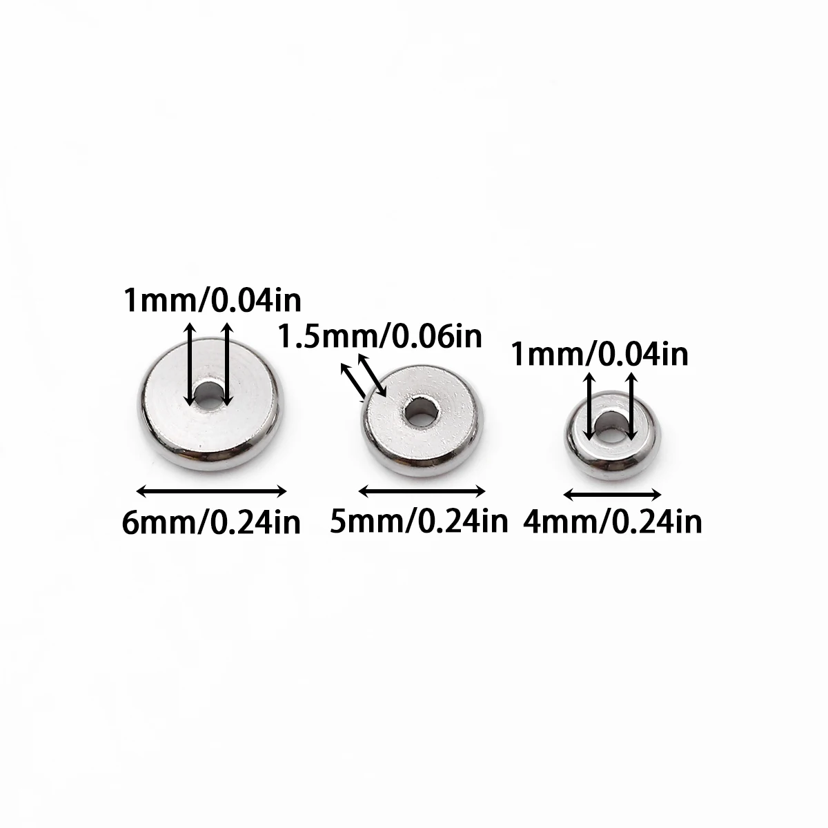4/5/6 مللي متر الصلب اللون قرص مستدير الفولاذ المقاوم للصدأ متباعدة فضفاض الخرز لصنع المجوهرات سوار قلادة ياردروب DIY بها بنفسك اكسسوارات