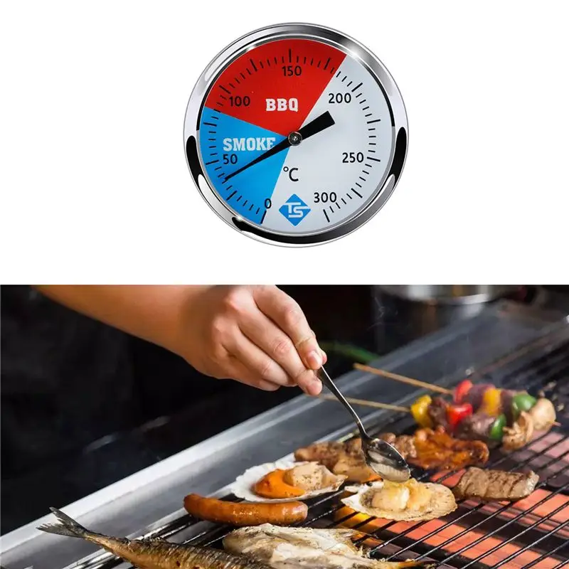 A04G-2X TS 300 Celsius 2 Inch Stainless Steel Barbecue BBQ Smoker Grill Thermometer Temperature Gauge