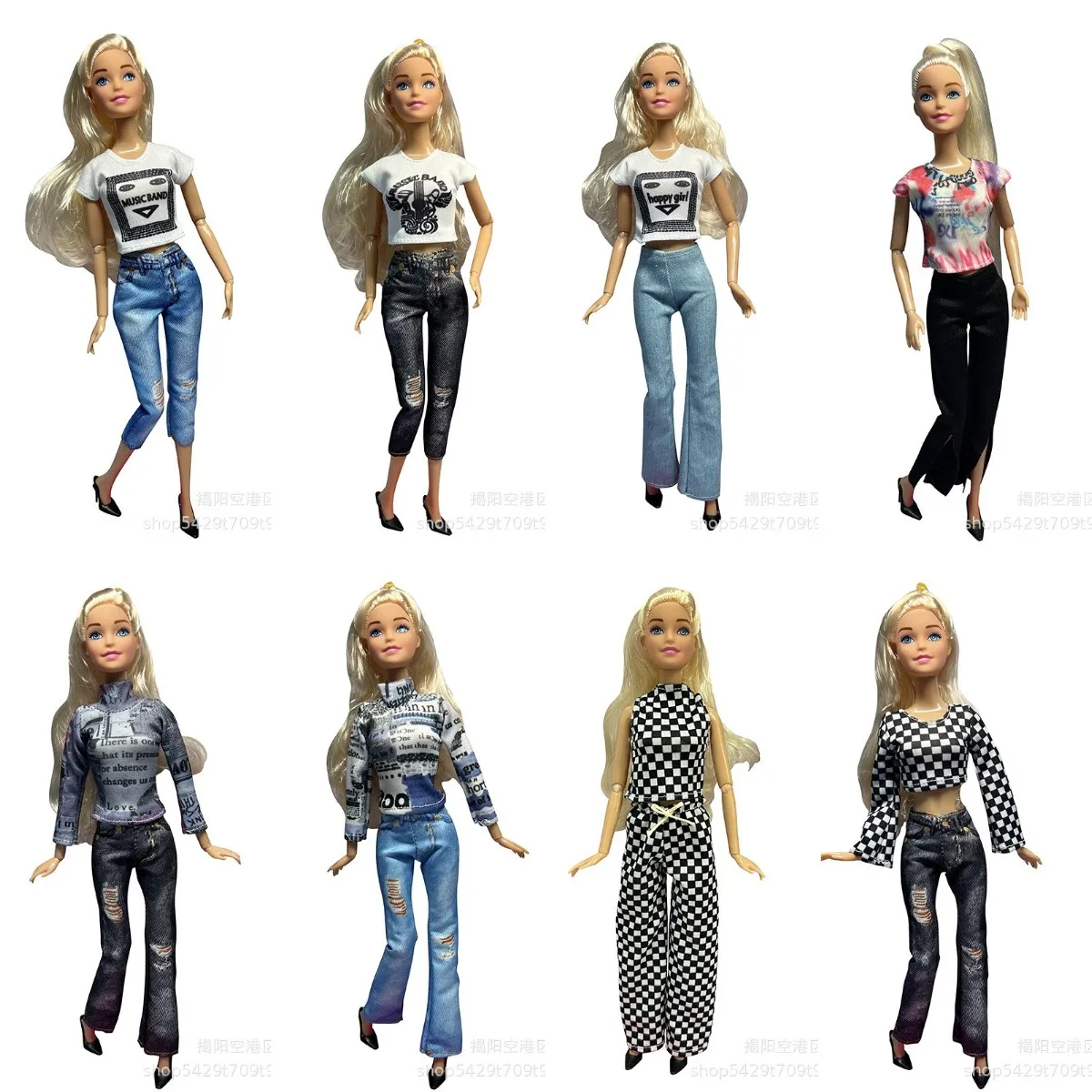 1Set Fashion Newspaper Shirt Trousers Pants For 1/6 Doll Party Clothes For Barbie Doll Dress Up Accessories Girls DIY Toys