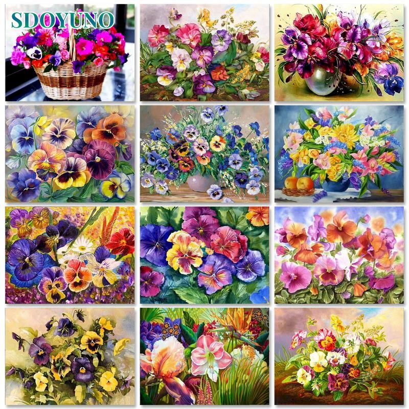 

SDOYUNO 60x75cm Painting by numbers For Adults Number painting Flowers DIY Pictures by numbers Artwork Home decor