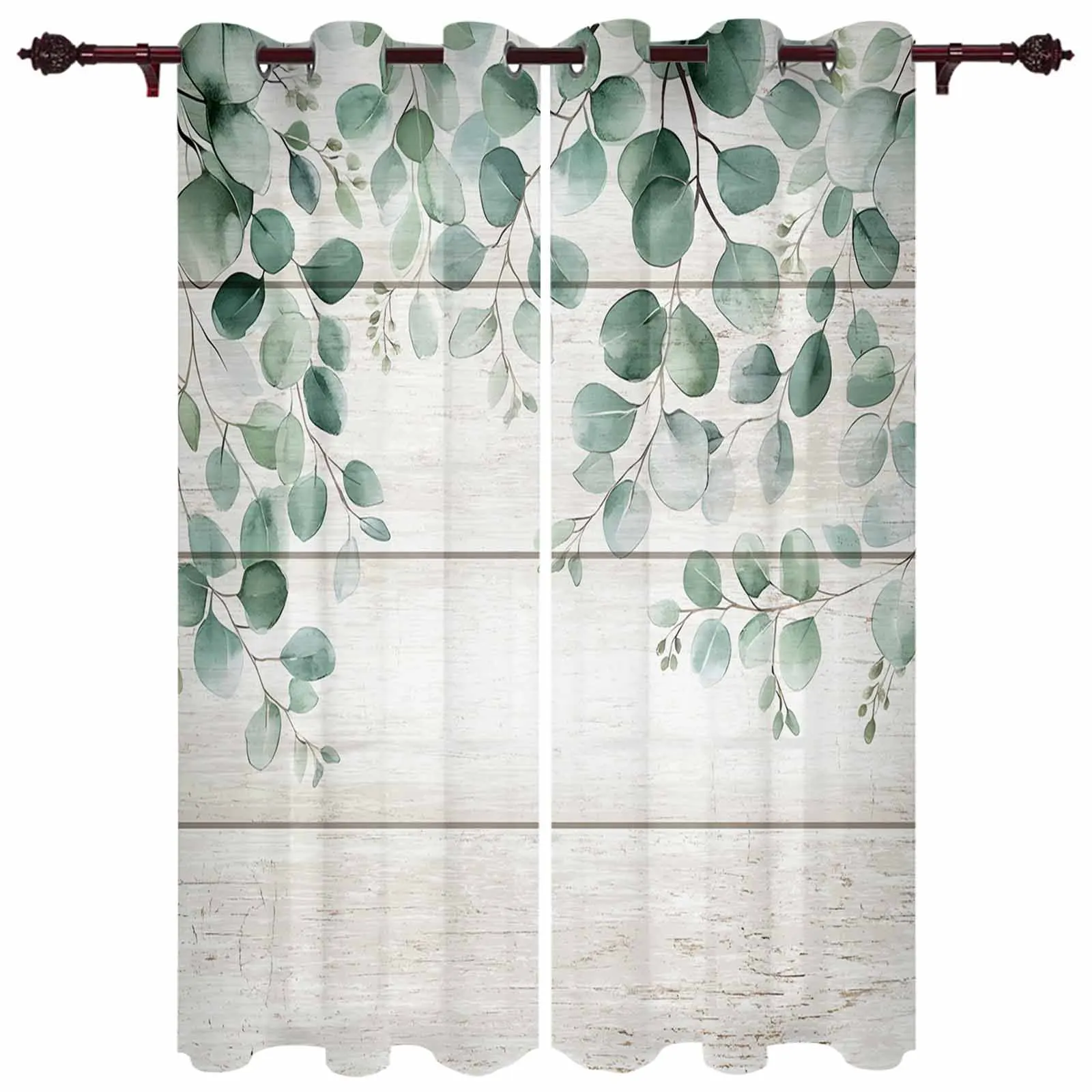 Eucalyptus And Salvia Leaves Window Window Curtains Living Room Bathroom Bedroom Decor Kids Window Treatment