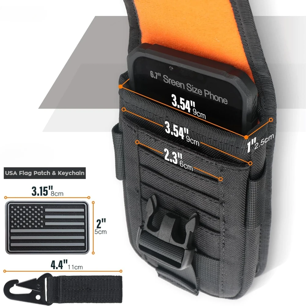 Tactical Phone Pouch Molle,Smartphone Holster Bag EDC Utility Cellphone Lock Card Holder Organizer Fit for Waist Belt Case