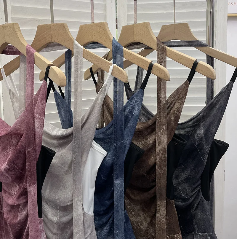 女性ニッチシックな揺れ襟不規則なリボンベストセクシーな背中の開いたスリムフィットホルターネックショートキャミソールトップカジュアルストリート 8017