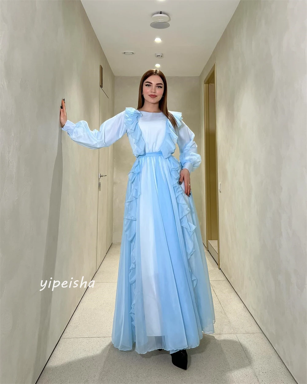  Jersey Ruched Cocktail Party A-line O-Neck Bespoke Occasion Gown Midi Dresses Evening Saudi Arabia Prom 