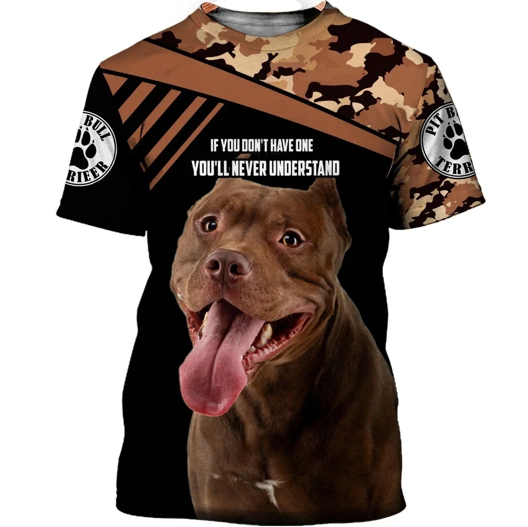 2023 New Pitbull Printed Men\'s T-shirt Tops Summer Casual Short Sleeve Men\'s Clothing O-Neck Oversized Fashion Streetwear Shirt