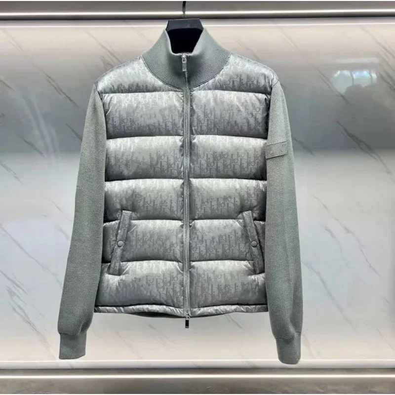 Di * r-Chaqueta de plumón de ganso blanco para hombre, chaqueta acolchada ajustada con capucha cálida, abrigo térmico informal de alta calidad para