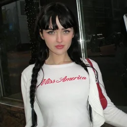 Gotik Y2k kıyafetleri bayan amerika mektubu kadın mahsul üstleri kısa kollu Vintage Emo bebek Tees Punk sokak giyimi kırpılmış üstler