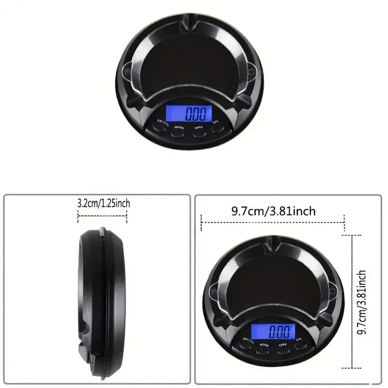 Electronic Digital Pocket Scale Ashtray Jewelry Gold Diamond Food Tea Weighing LCD Display With Blue Backlight Portable Scales