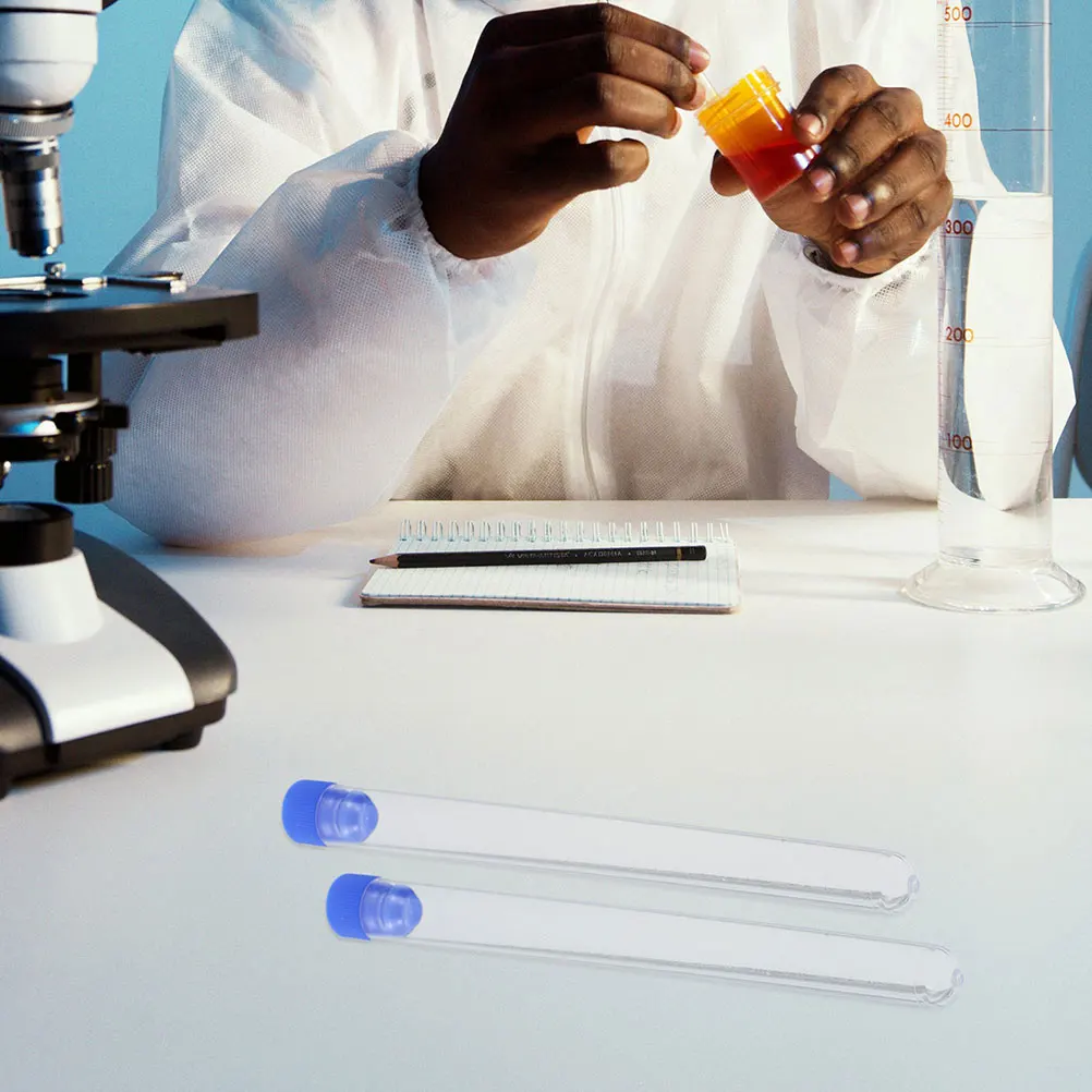 

100 Pcs Sampling Tube Clear Test Tubes Replacements Plastic Storage with Caps Tubular