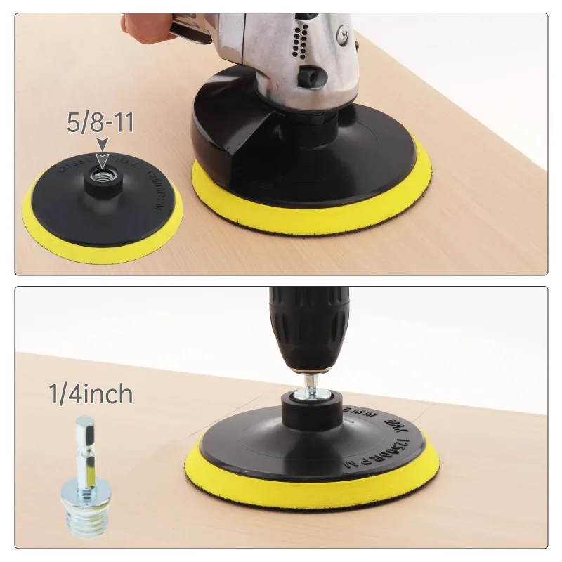 5/8-11 thread, accessories, sandpaper, 50 sheets of sandpaper, 5-inch hook and loop polishing pad, used for wood polishing
