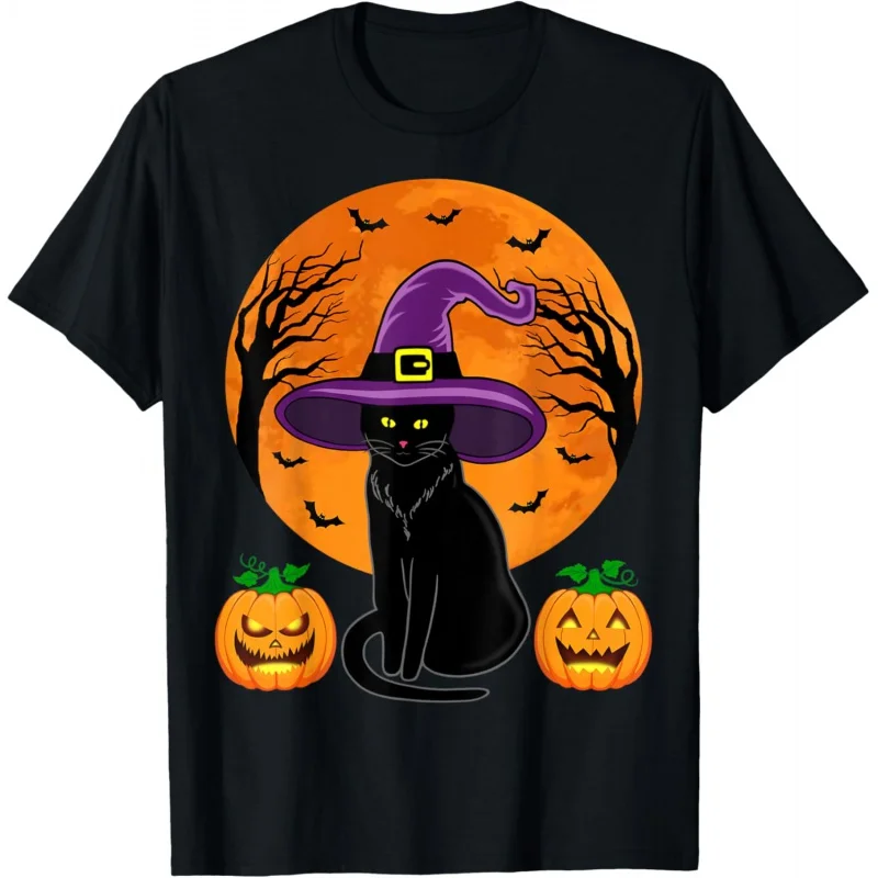 

Retro Black Cat Halloween pumpkin costume girl T-shirt