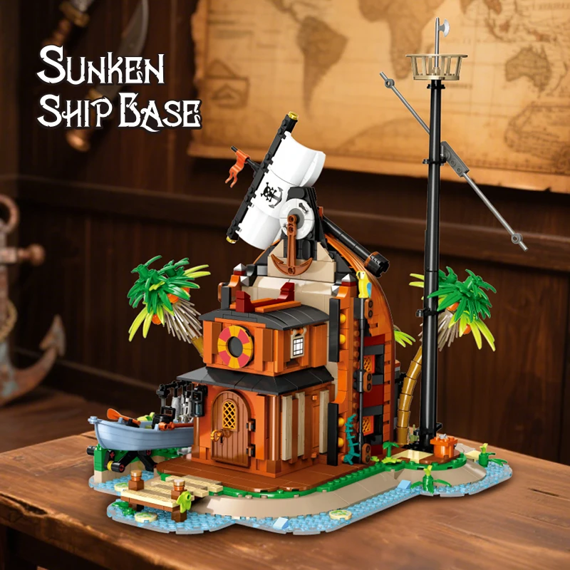 

MOC Pirate Sunken Base Model Building Blocks Set Searching Treasures Pirate Series Idea DIY Educational Toys Kid’s Birthday Gift