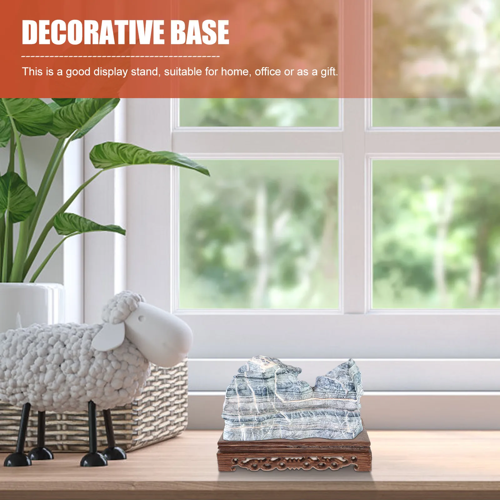 1Pcs Rectangular Carved Wooden Pedestal Display Base for Teapot Bonsai Vase Flowerpot Craft Home Office Decor Retro Natural Eco