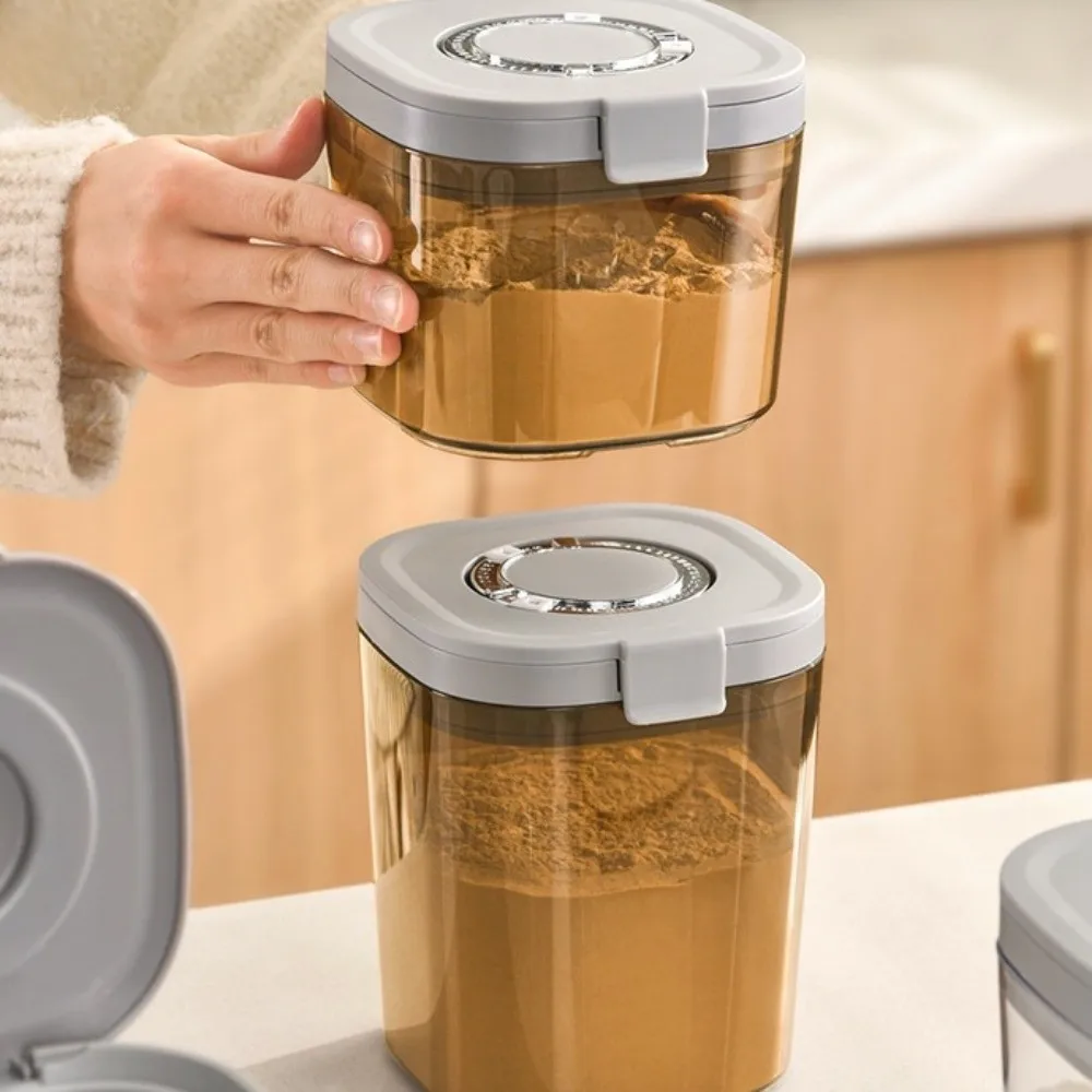 Lattina di chicchi di caffè Scatola di barattolo di latte in polvere con cucchiaio raschietto Scatola sigillata per alimenti riutilizzabile Contenitore ermetico impilabile per cereali