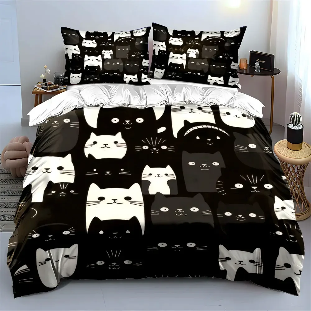

"Cartoon Cats Themed Home Decor" Soft Comfortable Duvet Cover Bedding Set Included 1*Duvet Cover & 2*Pillowcases, gift