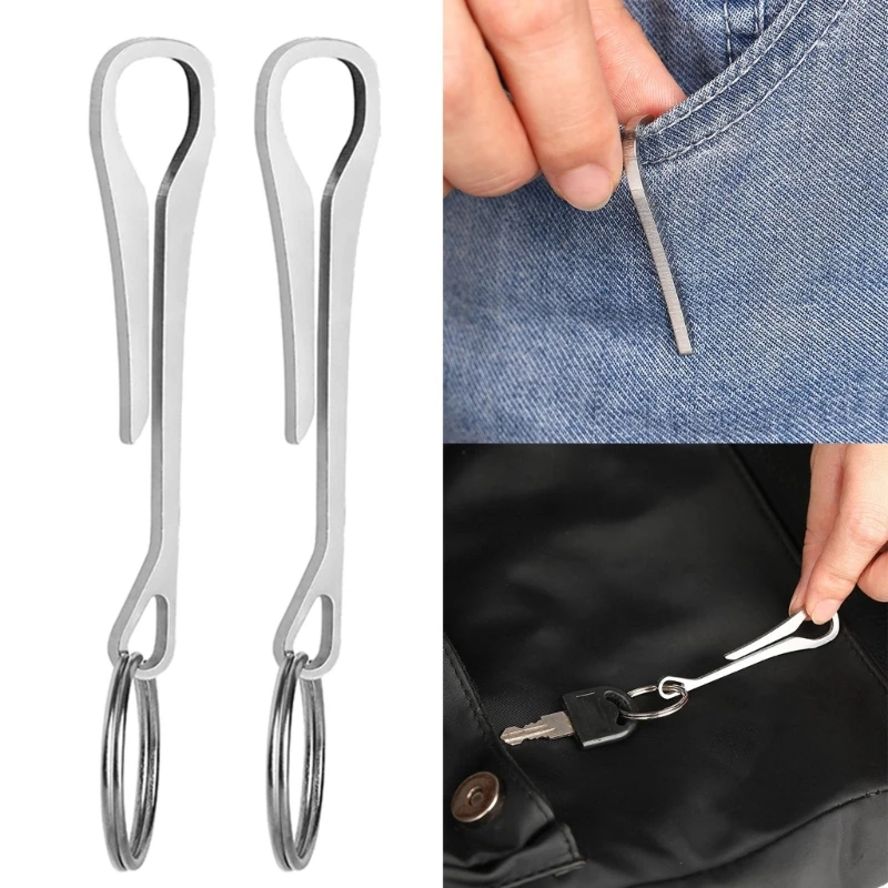 

2PCSOutdoor Multifunctional Stainless Steel Metal Keychain Hanging Buckle Portable Mini Pocket Clip Hiking Buckle EDC Small Tool