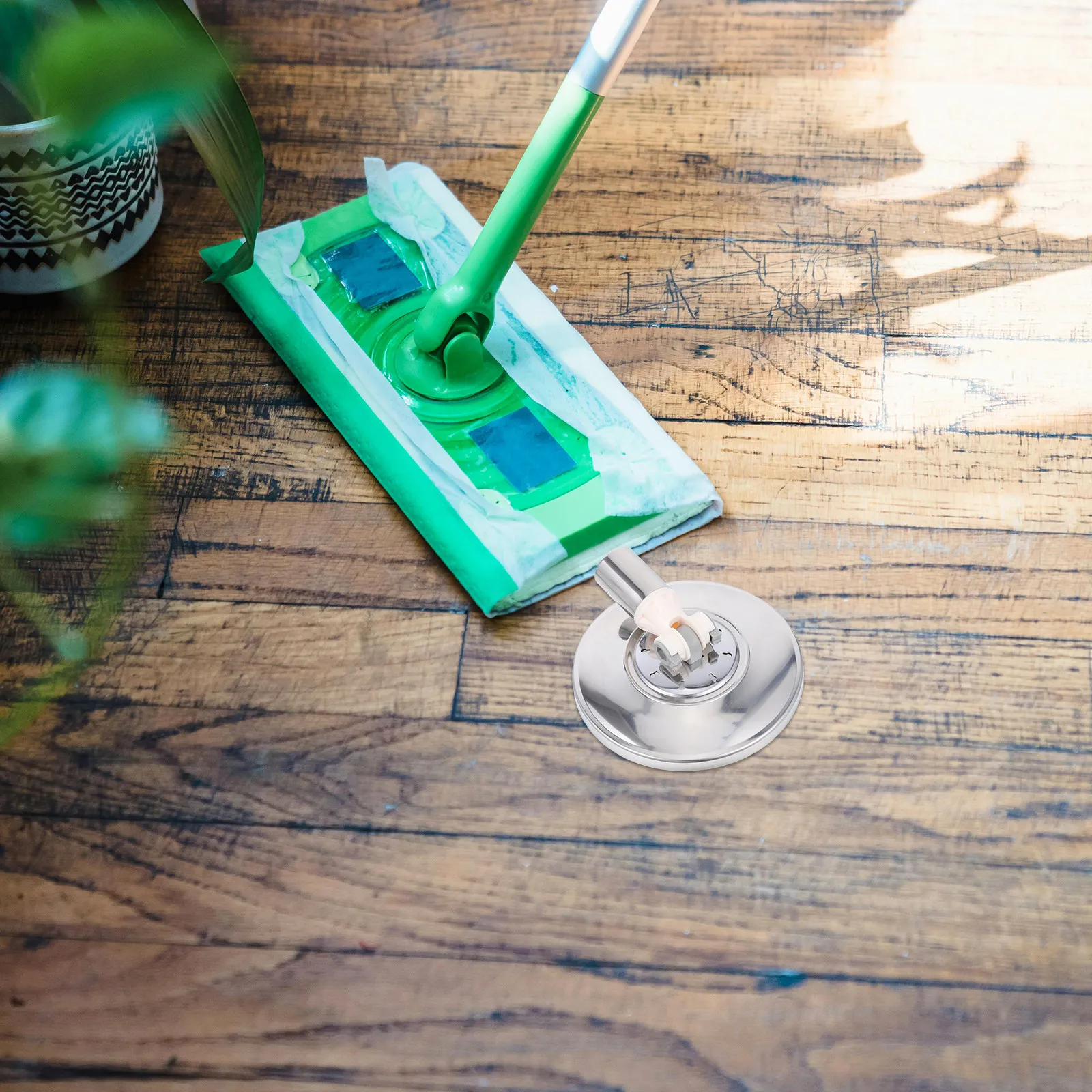 

Сменный диск для вращающейся насадки швабры, сверхпрочный адаптер с основанием из нержавеющей стали, легко устанавливаемый аксессуар для бытовых швабр