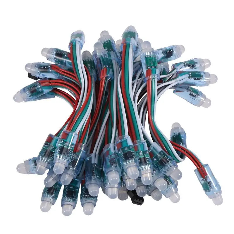 

Светодиодные пиксельные модули A21E-50 шт. WS2811 RGB, индивидуально адресуемые, 12 мм, диффузные, полноцветные, цифровые, DC12V