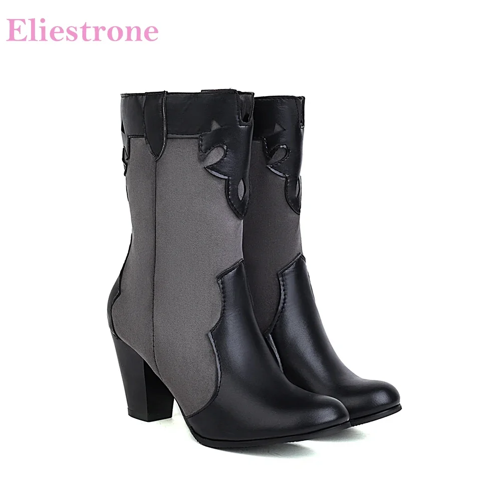 

Совершенно новые удобные серые, белые женские сапоги до середины икры, пикантные офисные женские туфли на высоком каблуке с шипами, маленький большой размер 11, 30, 436, 48