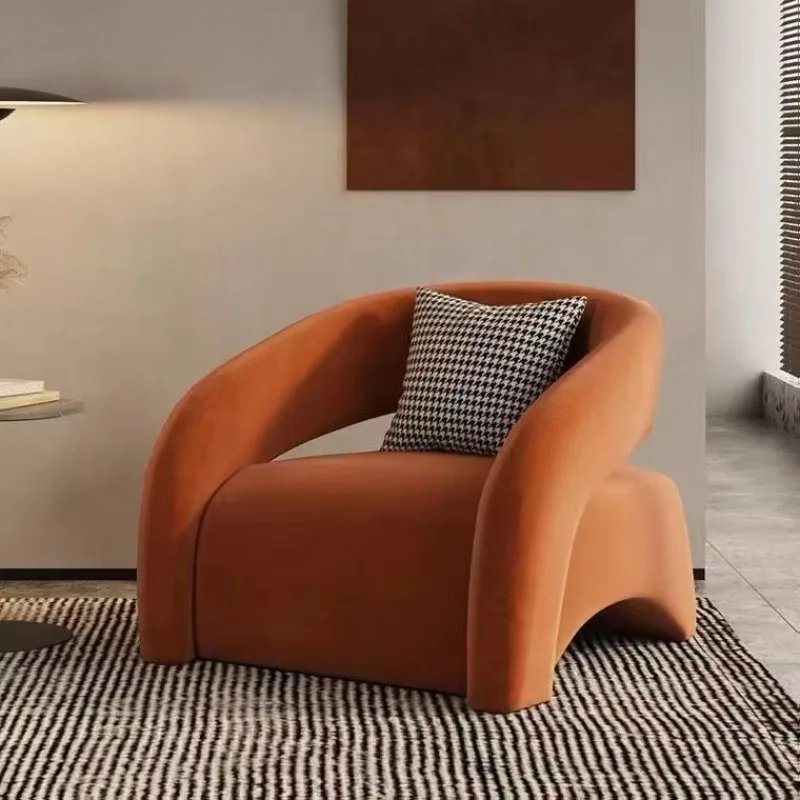 Poltrona Minimalista di Lusso, Divano Singolo per Soggiorno, Sedie Relax con Set Divano Curvo per Balcone, Arredamento per Soggiorno