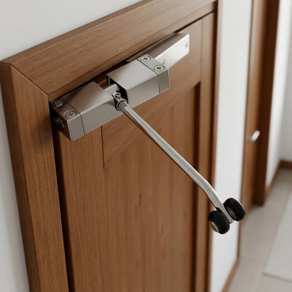 Automatic Door Closer for Household Interior Doors Aluminum Alloy Construction Adjustable Spring 20kg to 40kg Range