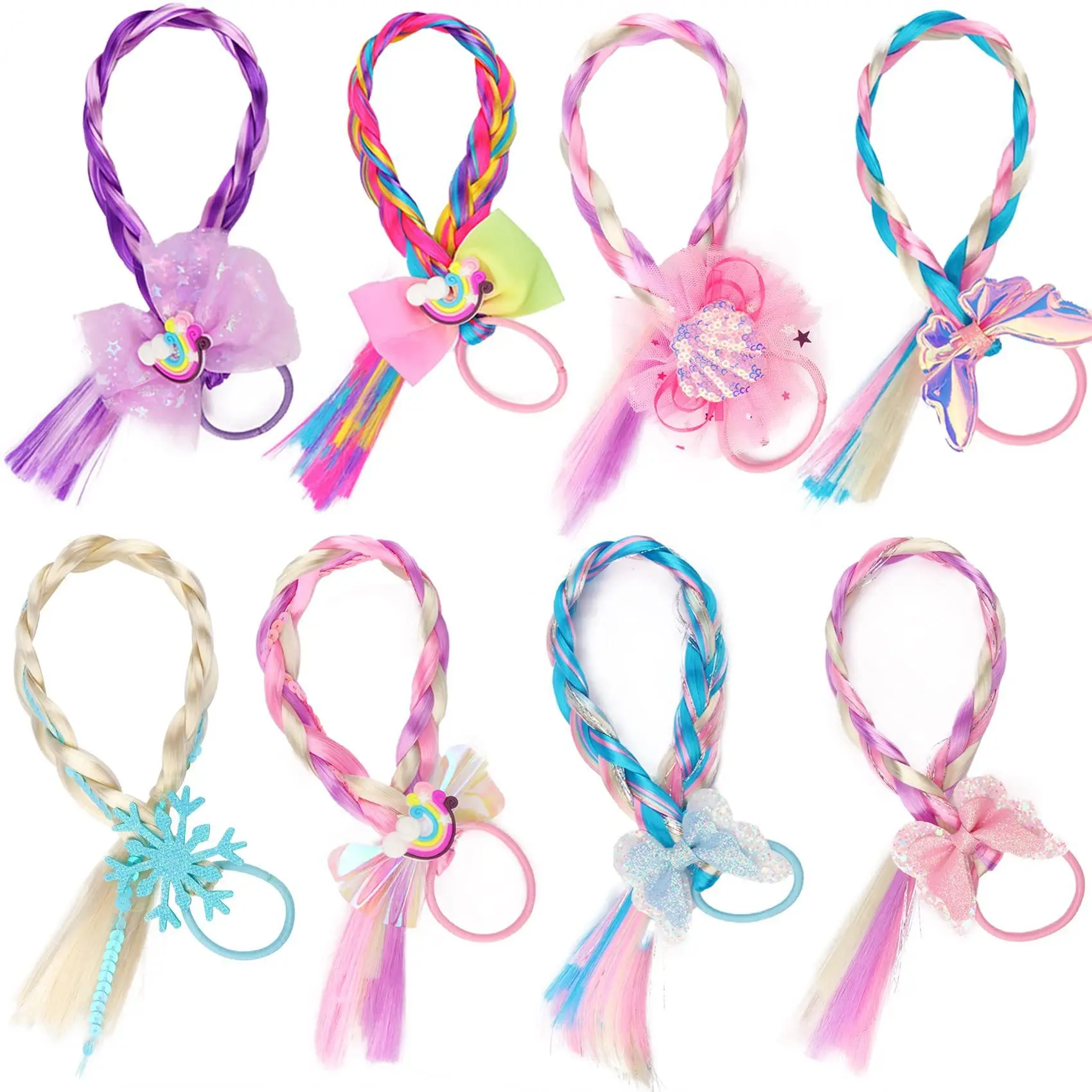 2pcs Princess Braid Elsa Headband Hairpiece Cosplay Braided Wigs for Elsa Dress Up Set for Toddler Girls Party Wedding Birthday