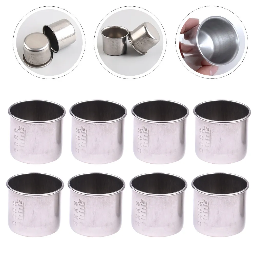 10Pcs 40Ml Stainless Steel Measuring Cup with Clear Scale Markings Accurate Volume Measurement for Kitchen Lab Sample Collection