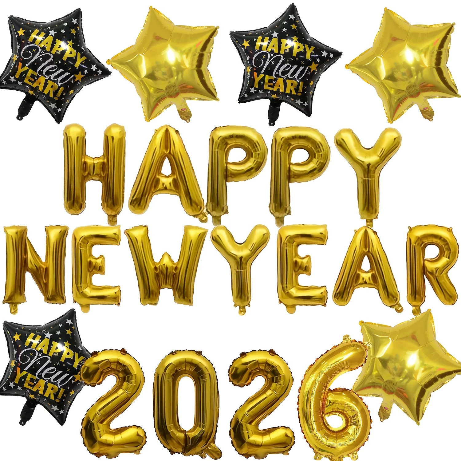 22 قطعة بالونات رسائل السنة الجديدة السعيدة 2026 بالونات تزيين السنة الجديدة ليلة رأس السنة لوازم الحفلات مهرجان صور الدعائم #1