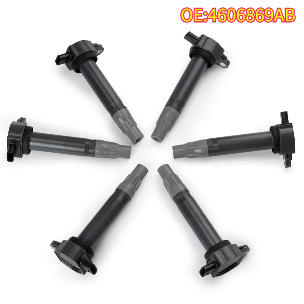 

High quality New For 6Pcs 4606869AB Ignition Coils Chrysler 300C LX Dodge 2006-2010 4.0L 2.7L 3.5L VW Routan V6 4.0L Car