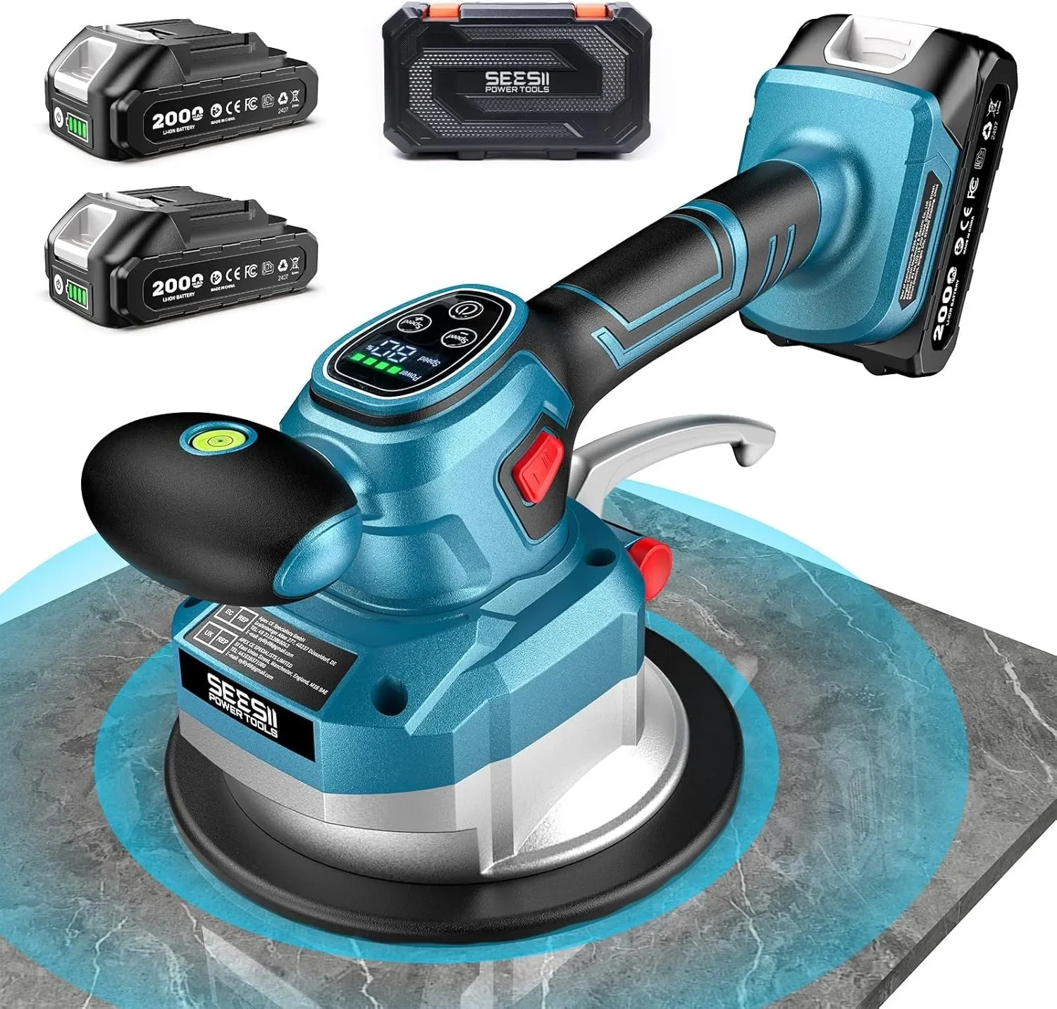 SEESII Tile Vibration Tool 145mm Vibration Leveling Machine 2000mAh Batteries Tile Vibrator With 10 Speeds For Laying Floor Wall