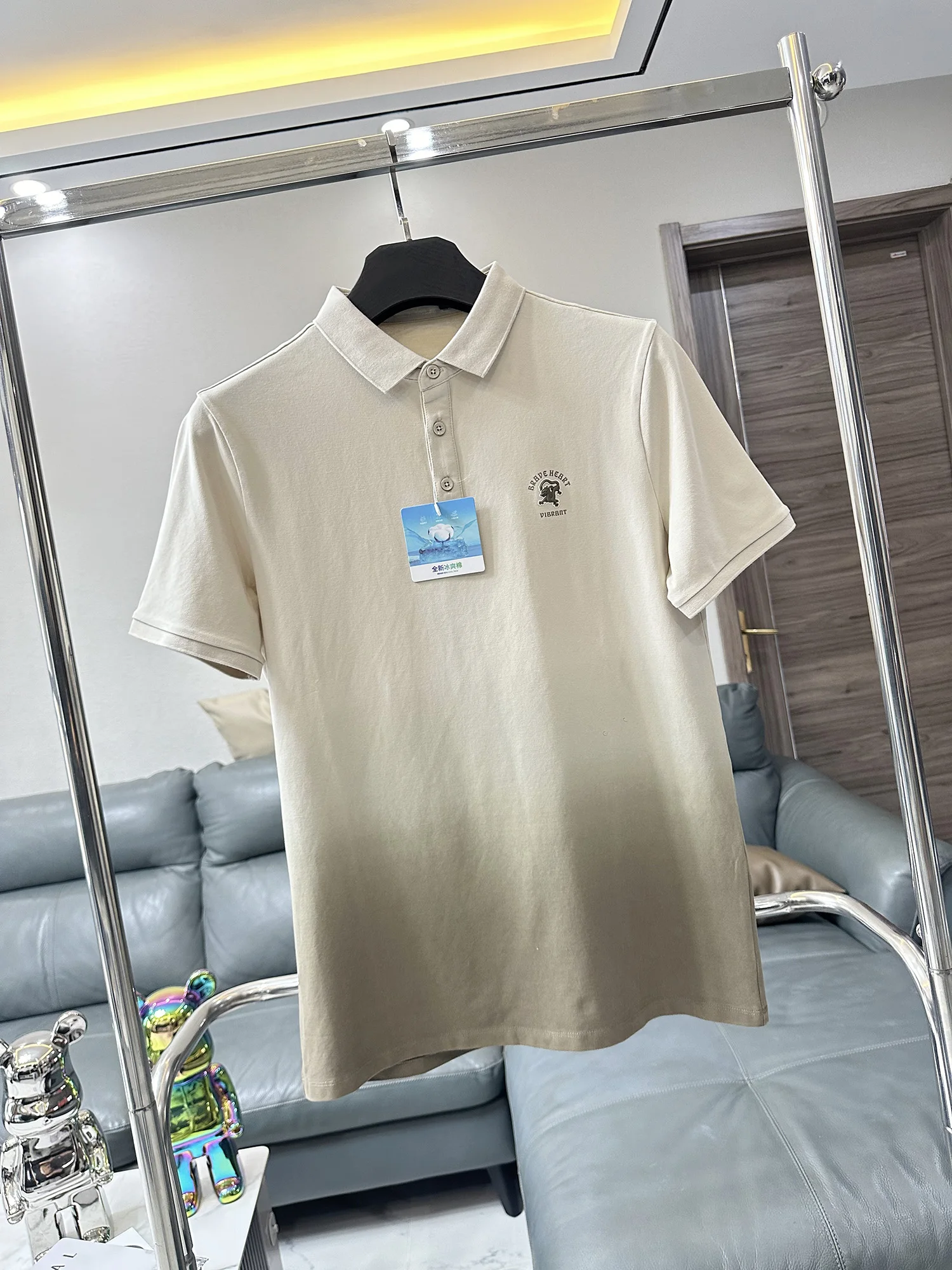 Cool Cotton Pique  Shirt Men's Summer Gradient Trendy Fashion Collared Short Sleeve Tagless Breathable Casual Style