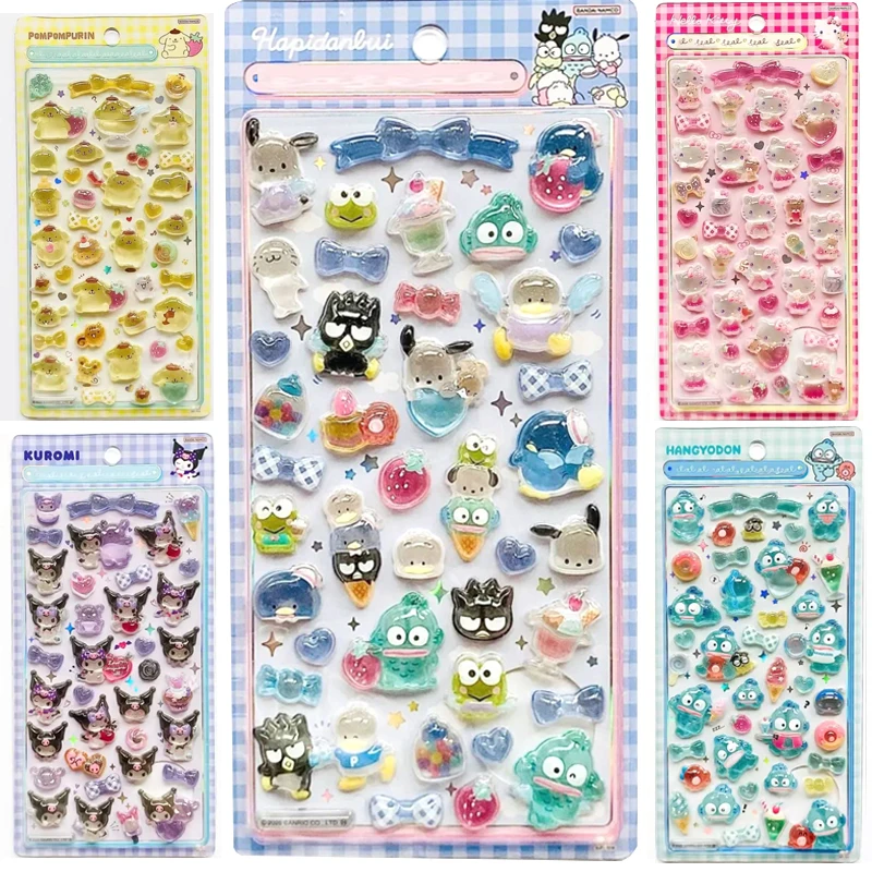 

hot Sanrio Hello kitty Anime 3D Jelly Sticker Toy Phone DIY Crystal Decorative Stickers Christmas cards Decorative stickers Gift