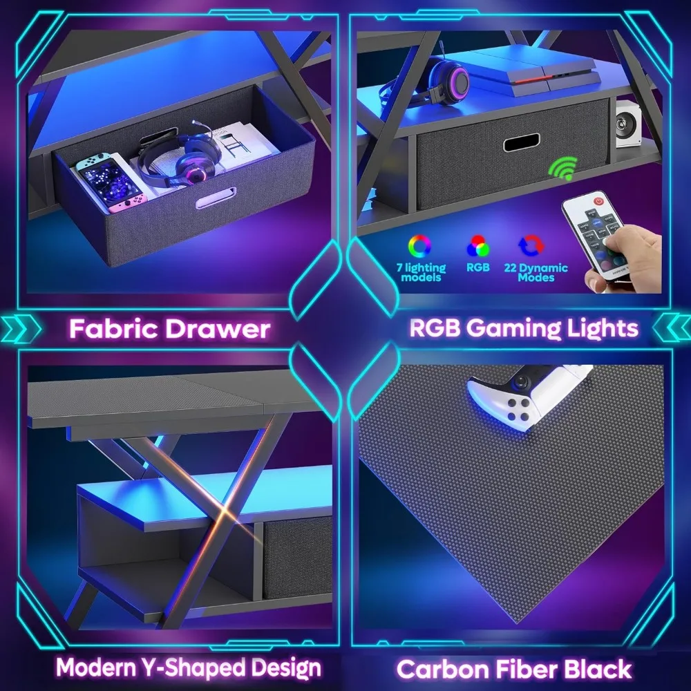 LED Entertainment Center TV Stands, TV Game Console, Tomadas, 65 "55"